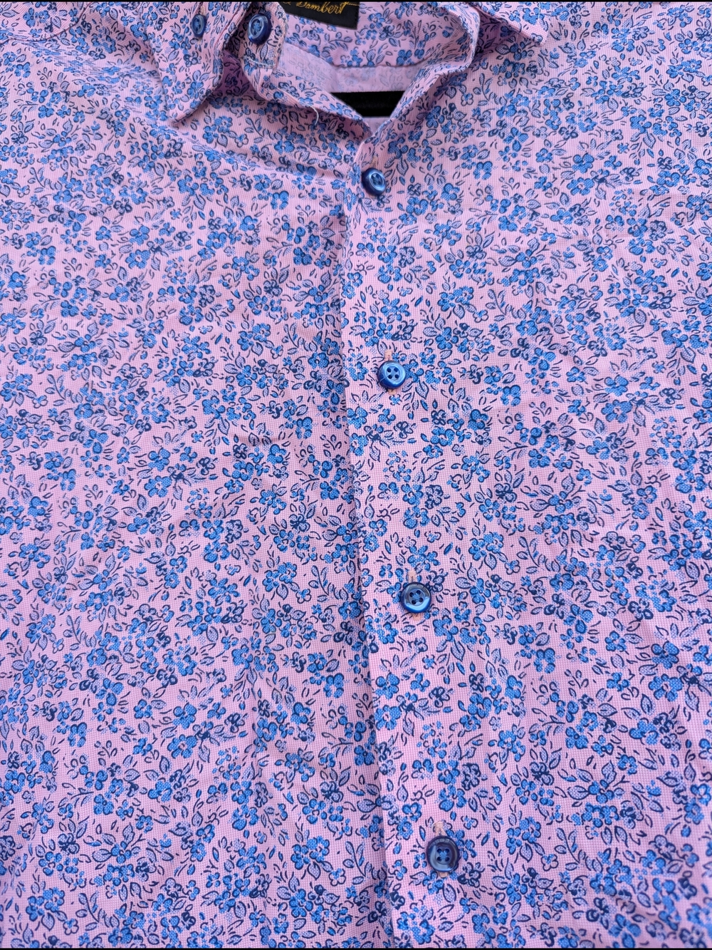 Mel Gambert Custom Pink Blue Floral Dress Shirt Mens Button Down Long Sleeve L - Picture 10 of 10